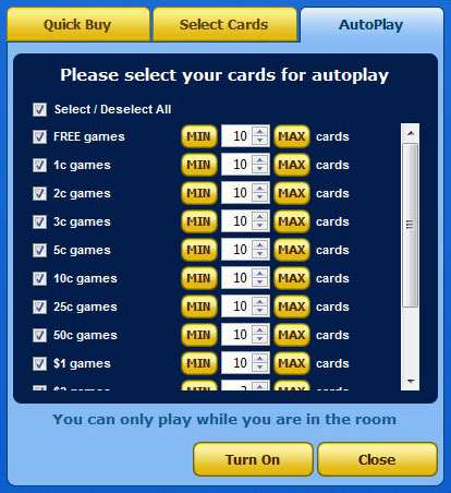 bingo cabin autodaub autoplay feature